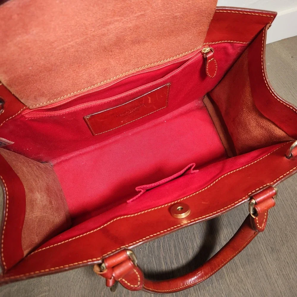 Dooney & Bourke Florentine Vachetta Leather Satchel Tote Crossbody Bag Red